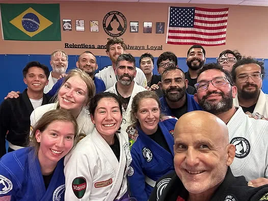 Adult students after a Brazilian Jiu-Jitsu class at Marra Senki